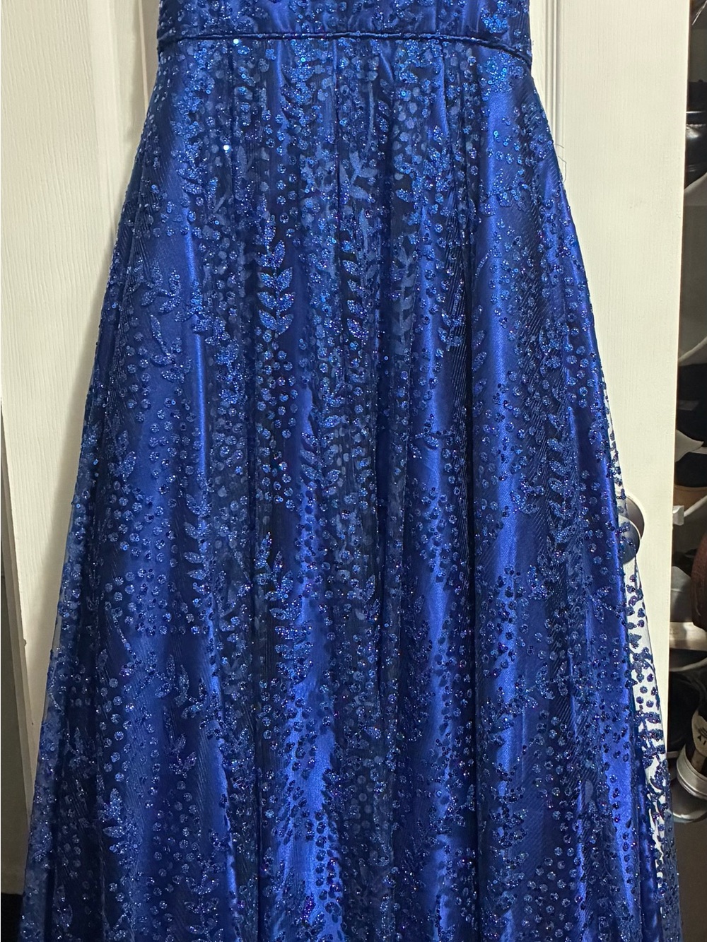 Royal Blue Beaded A-Line Evening Skirt